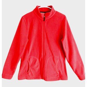 Woolrich Womens Full Zip Long Sleeve Orange Fleece Jacket Pockets - Medium